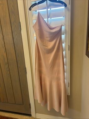 Elegant Blush Pink Slip Dress with one shoulder